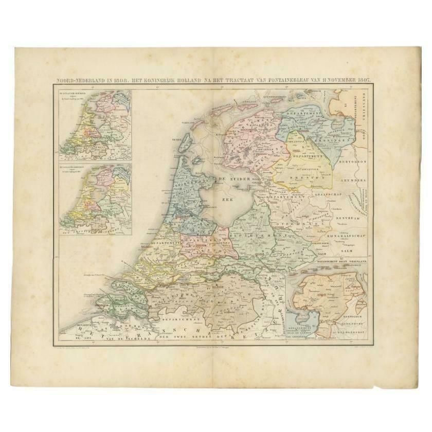 Antique Map Of The Netherlands In 1808 By Mees, 1857