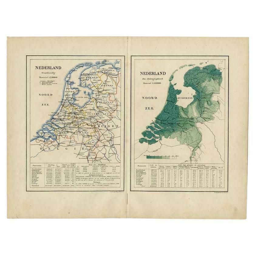 Antique Map Of The Netherlands By Kuyper, 1883