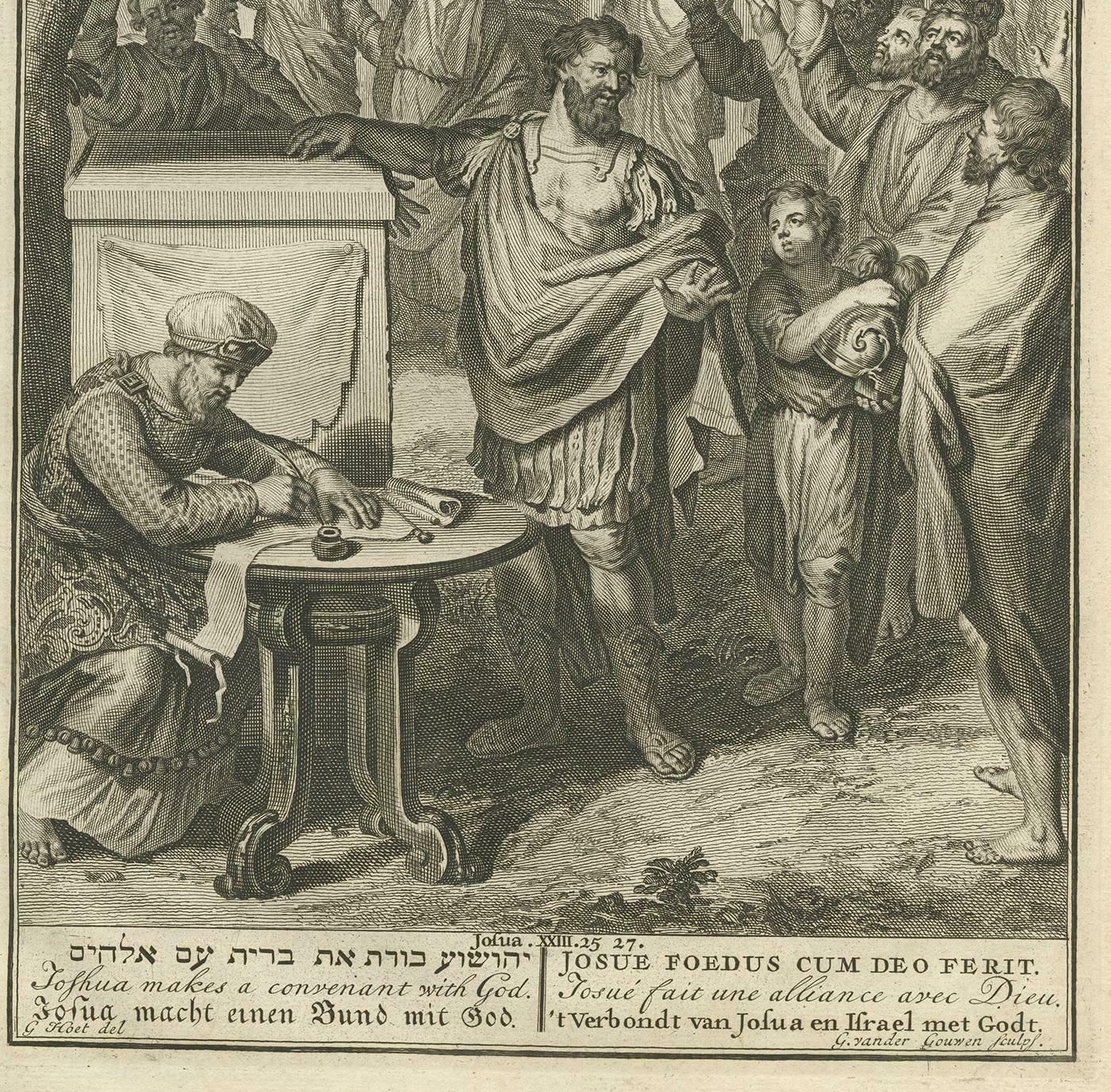 Antique Print Religion 'Joshua Makes A Convenant With God' By De Hondt, 1728 photo for sale