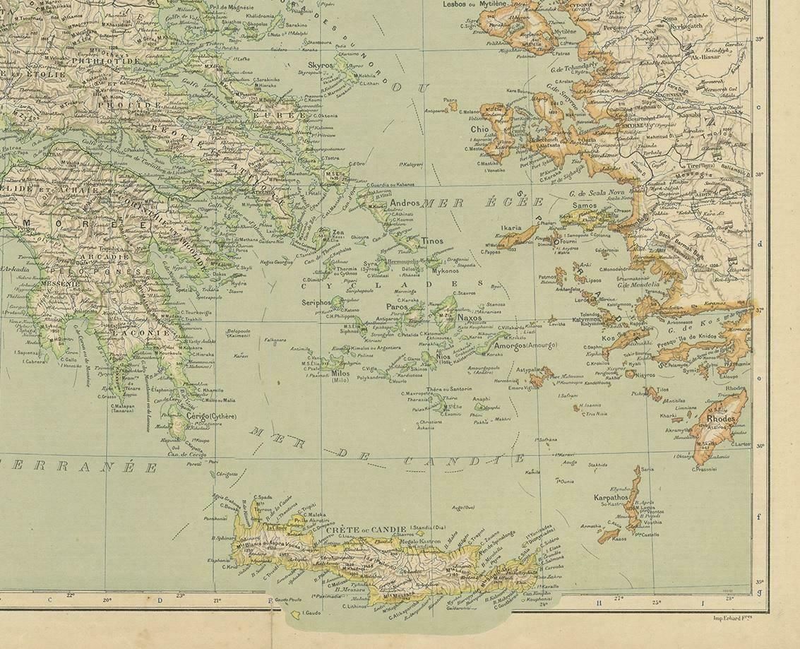 Antique Map Of Greece And The Mediterranean By Hachette & Cie, '1896' photo Art