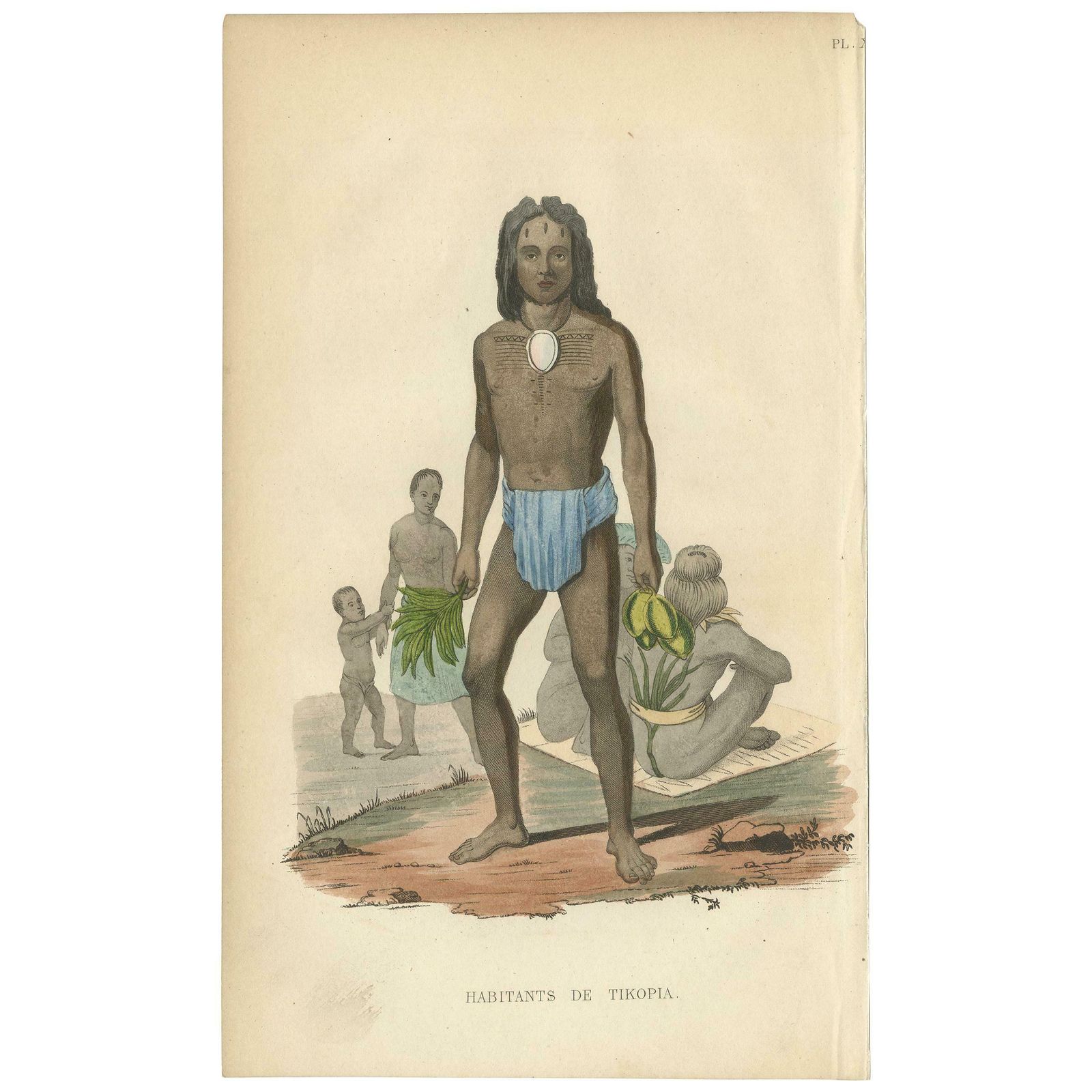 Antique Print Of Natives Of Tikopia By Prichard, 1843