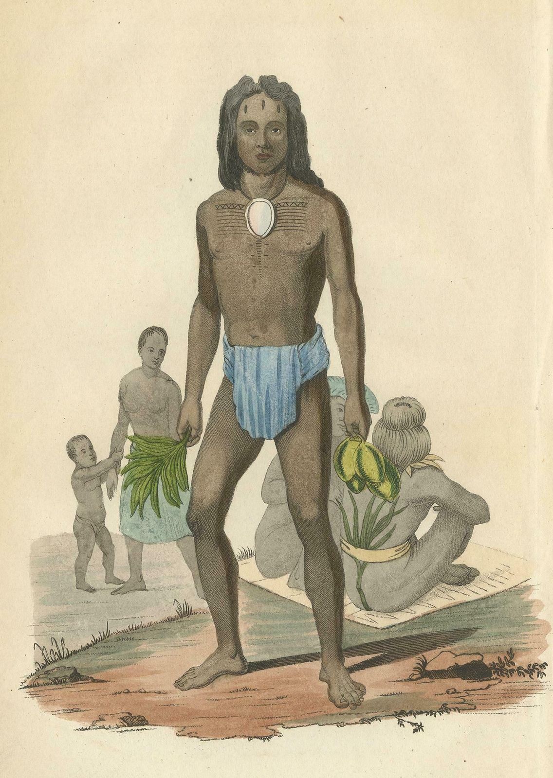 Antique Print Of Natives Of Tikopia By Prichard, 1843 photo Art