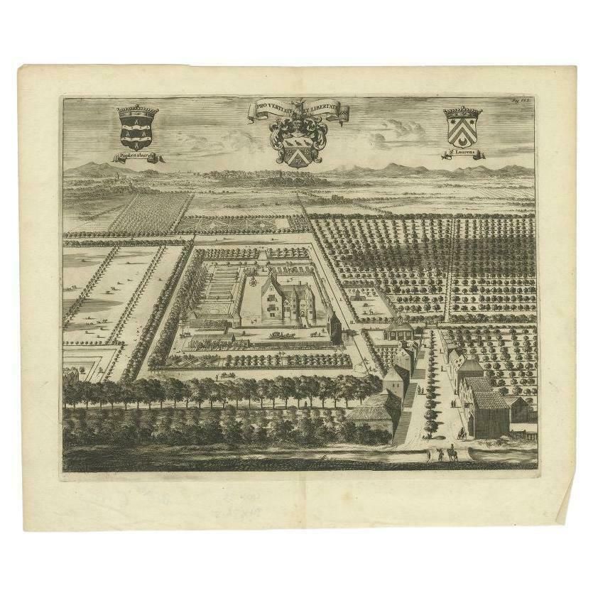 Antique Print Of The Popkensburg Estate By Smallegange, 1696