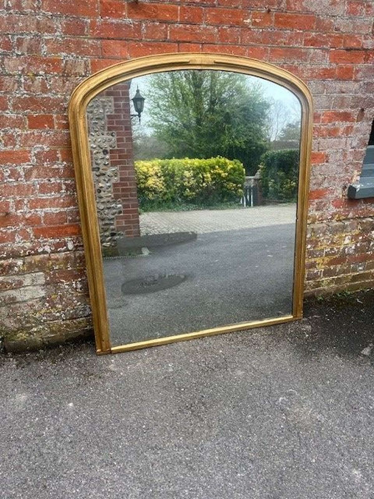 A Fab English 19th C Arched Top Gilt Overmantle Mirror. photo vinterior