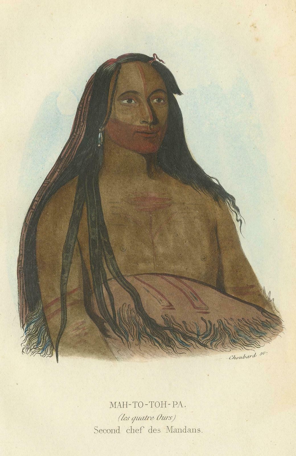 Antique Print Of The Second Chief Of The Mandan Tribe By Prichard, '1843' photo furniture