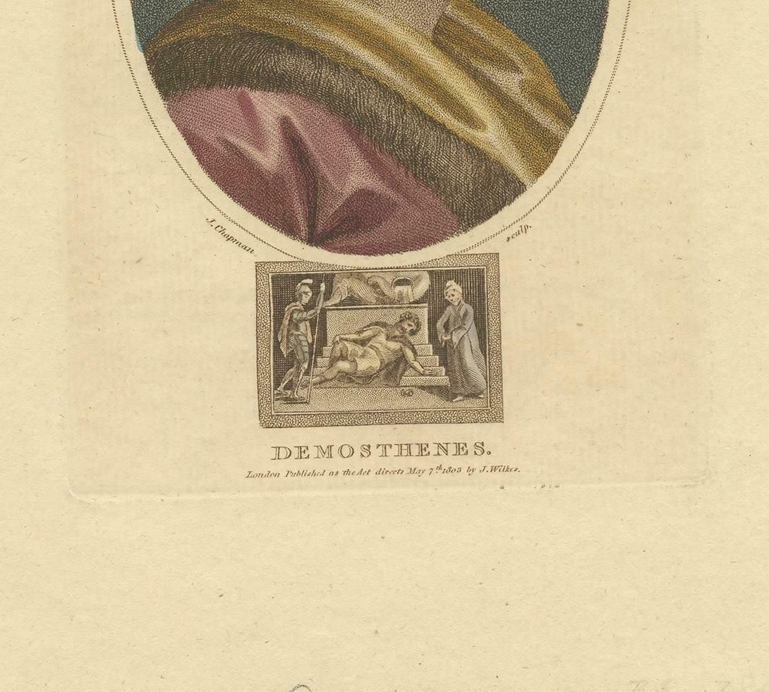Antique Portrait Of Demosthenes By Wilkes, '1803 photo Art