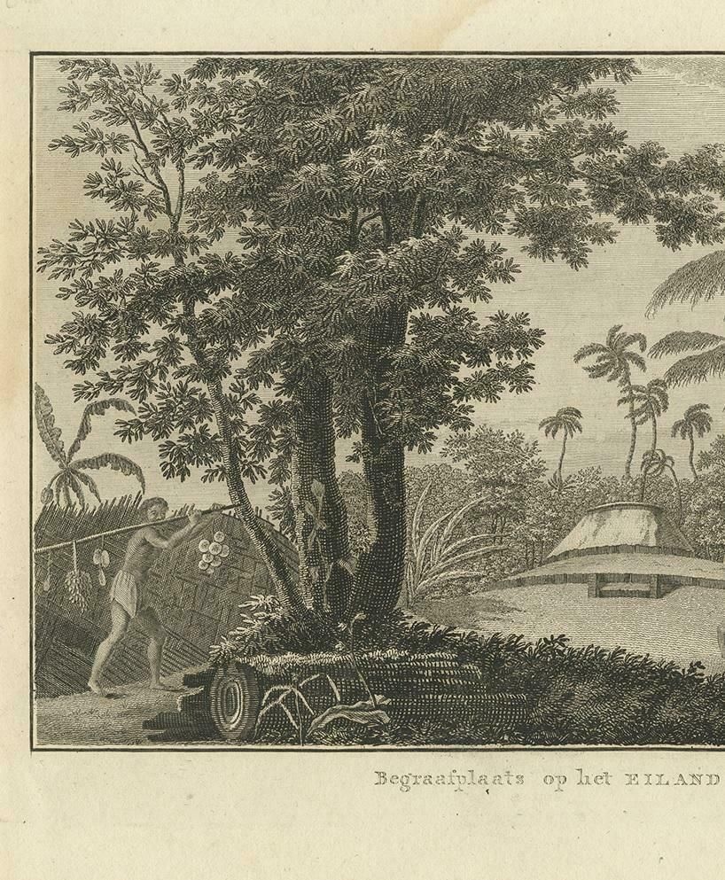 Antique Print Of A Cemetery On Amsterdam Island By Klauber, Circa 1810 photo for sale