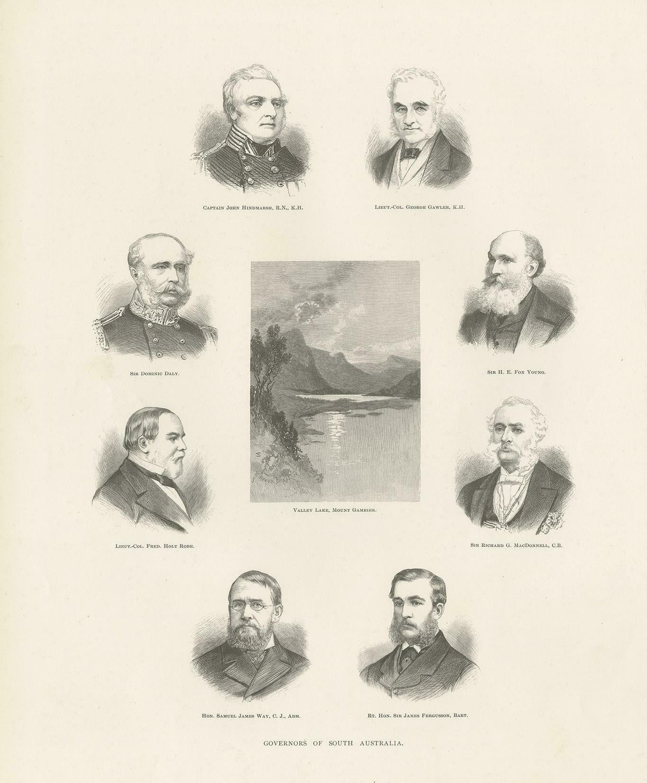Antique Print Of The Governors Of South Australia '1888' photo furniture