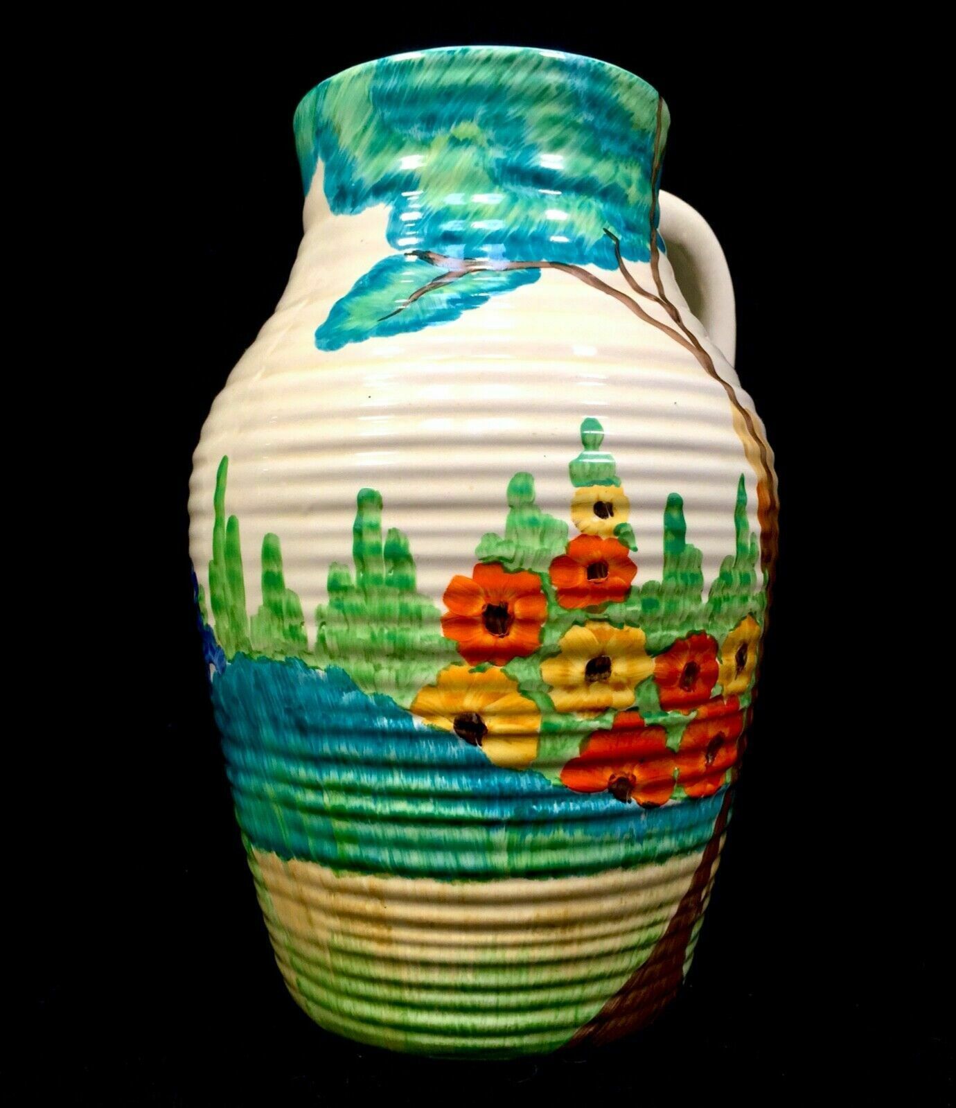 Antique Clarice Cliff   Sandon Lotus Jug Large / C1933 Art Deco Pottery Bizarre photo vintage