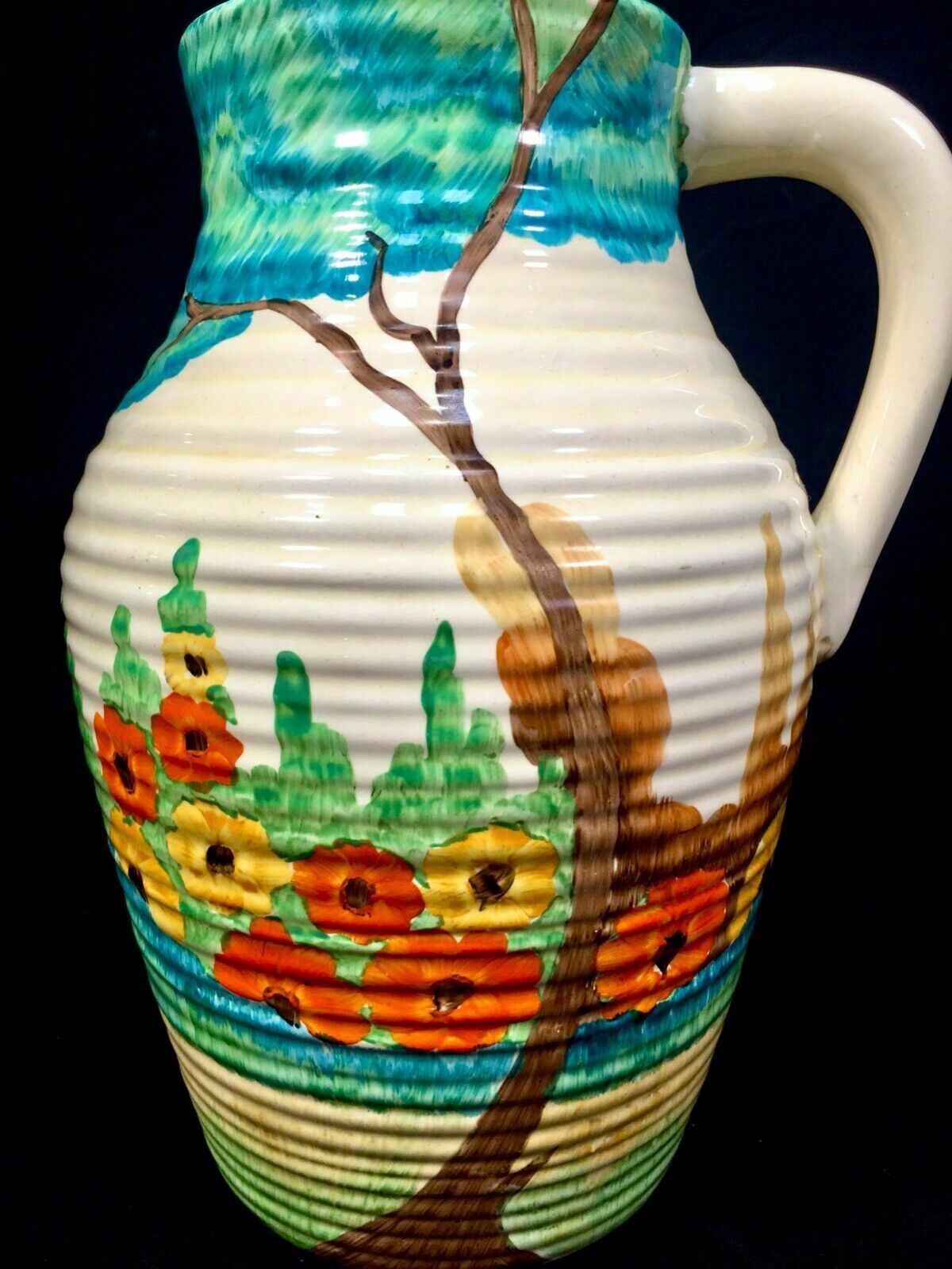 photo furniture Antique Clarice Cliff   Sandon Lotus Jug Large / C1933 Art Deco Pottery Bizarre