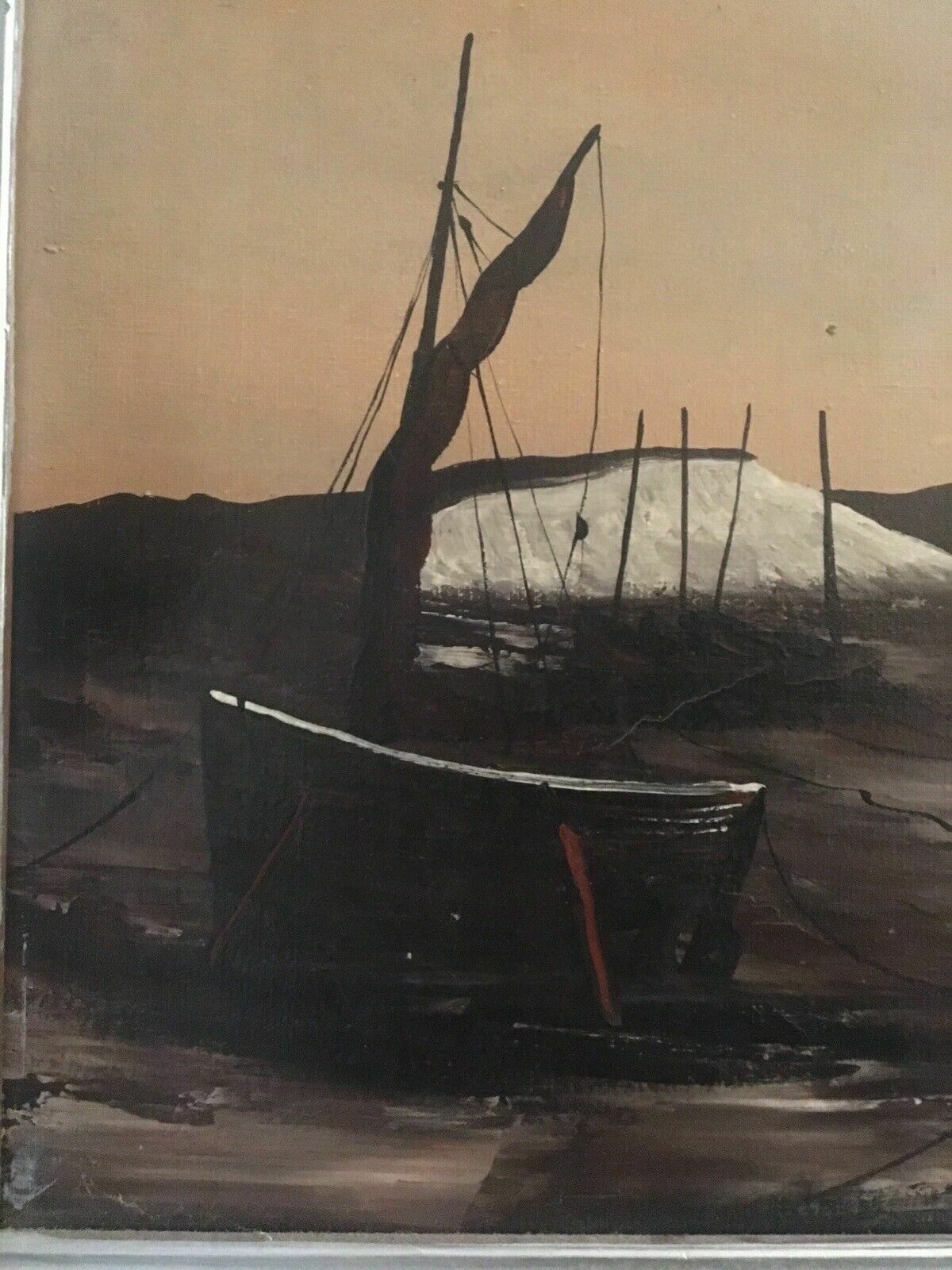 Ken Hammond Mid Century Nautical Maritime Panoramic Original Oil Painting 1970s photo for sale