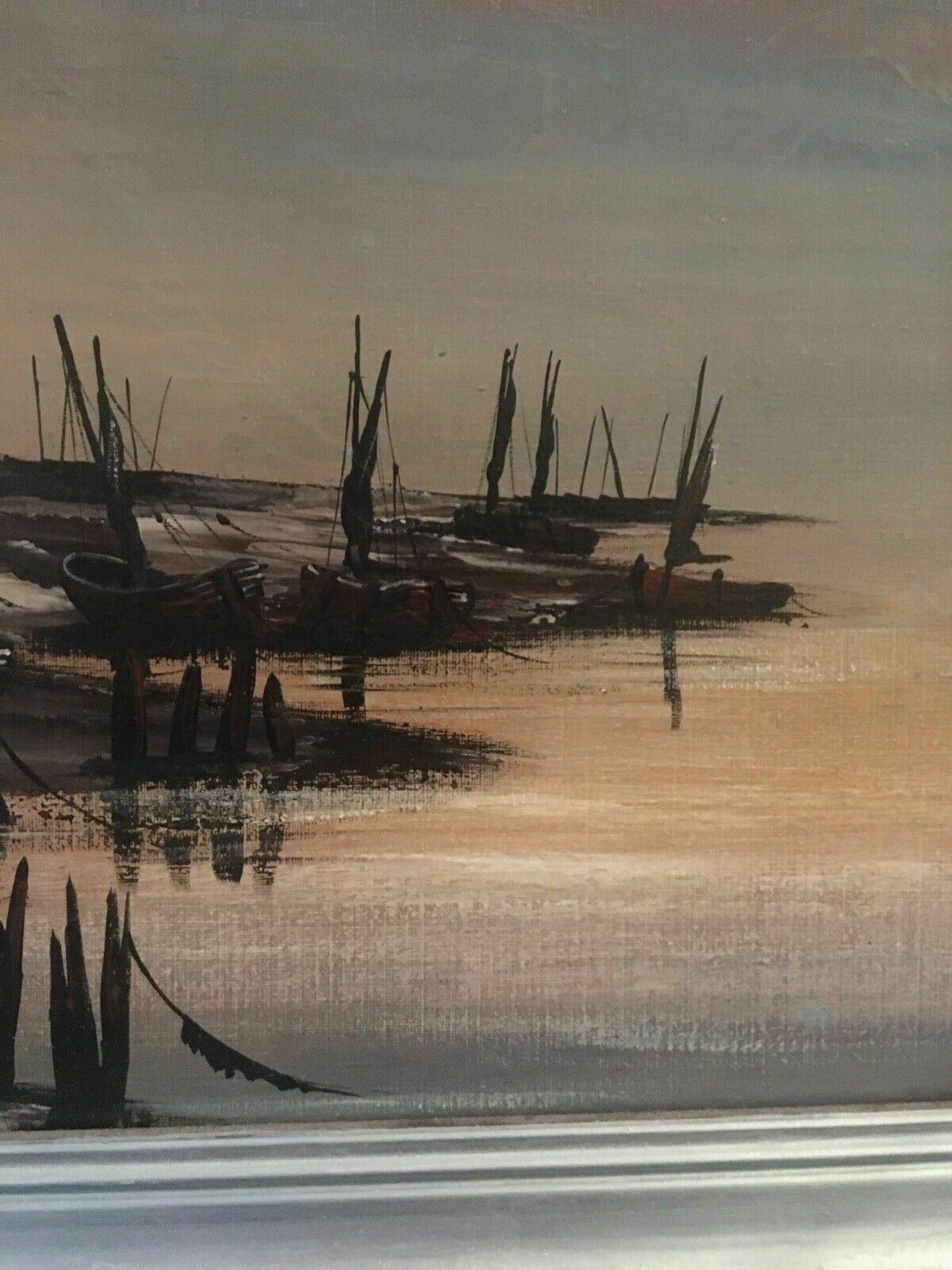 Ken Hammond Mid Century Nautical Maritime Panoramic Original Oil Painting 1970s photo 145.0