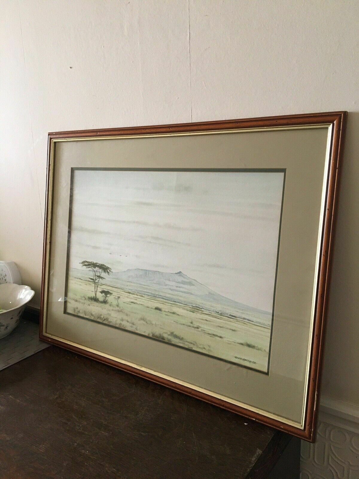 Daniel Njoroge Kenya Artist Wildlife Watercolour Original Paining Framed photo vinterior