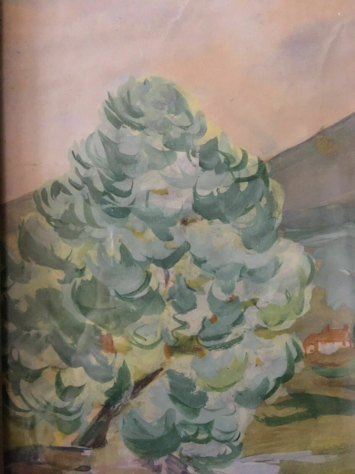 Mid Century Cezanne Style Fauvism Landscape Painting On Paper Signed Noble 1953 photo Art