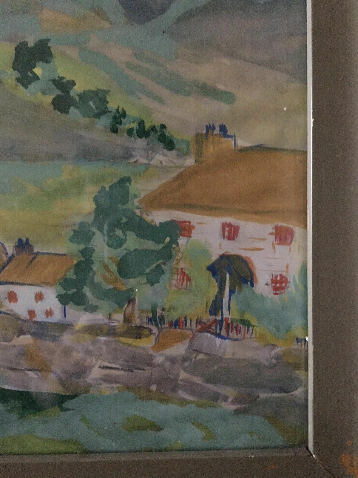Mid Century Cezanne Style Fauvism Landscape Painting On Paper Signed Noble 1953 photo 95.0