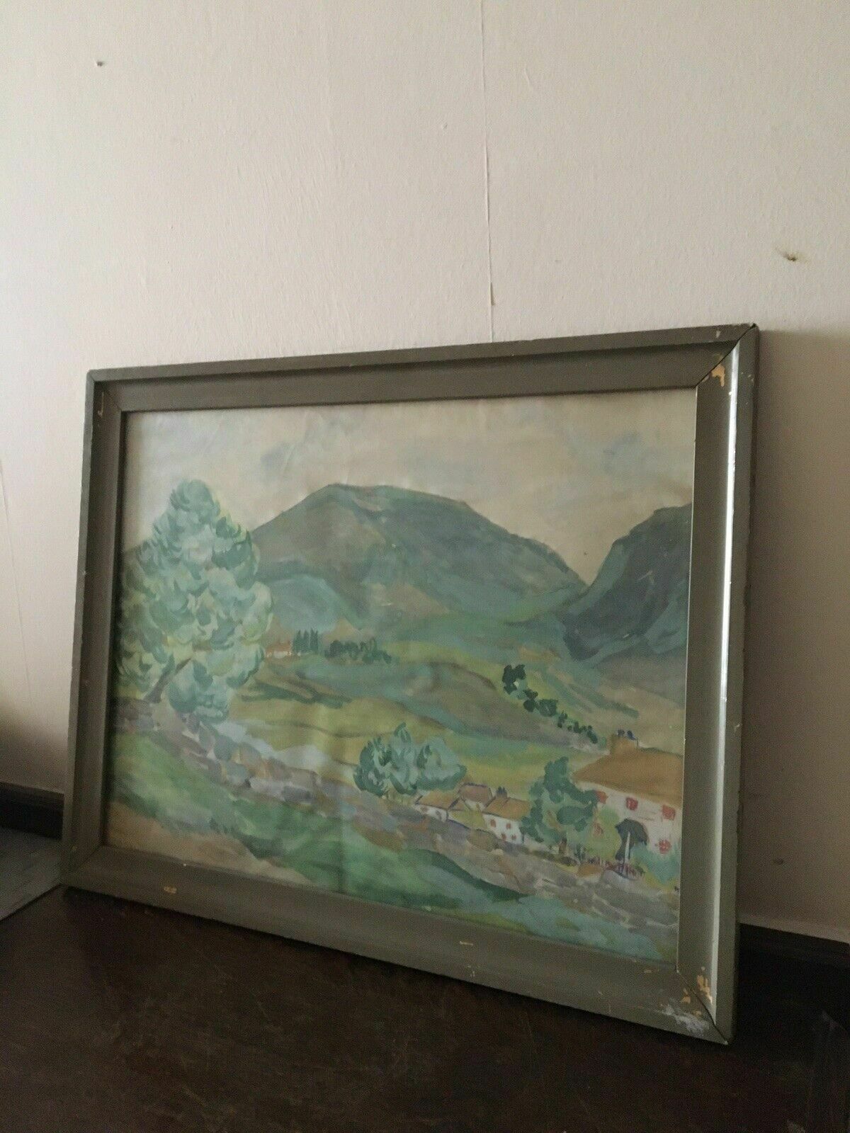 Mid Century Cezanne Style Fauvism Landscape Painting On Paper Signed Noble 1953 photo buy