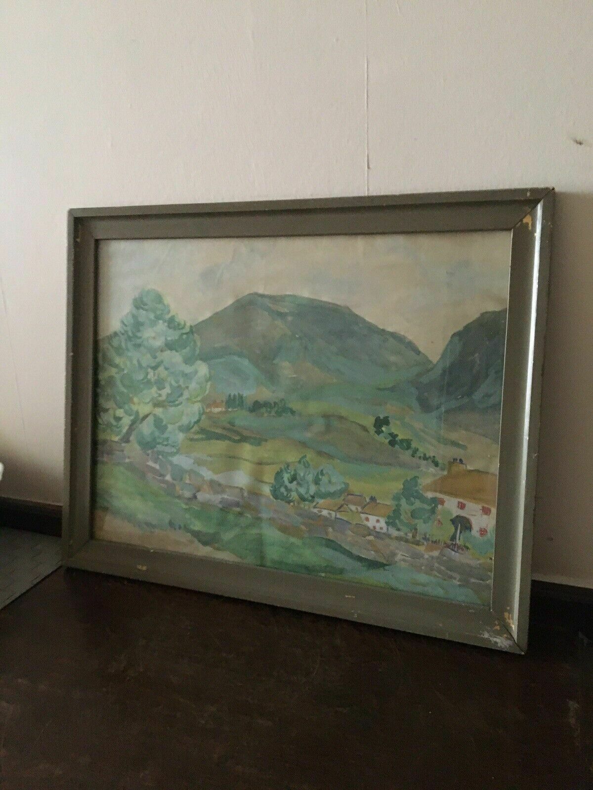 Art Mid Century Cezanne Style Fauvism Landscape Painting On Paper Signed Noble 1953 photo