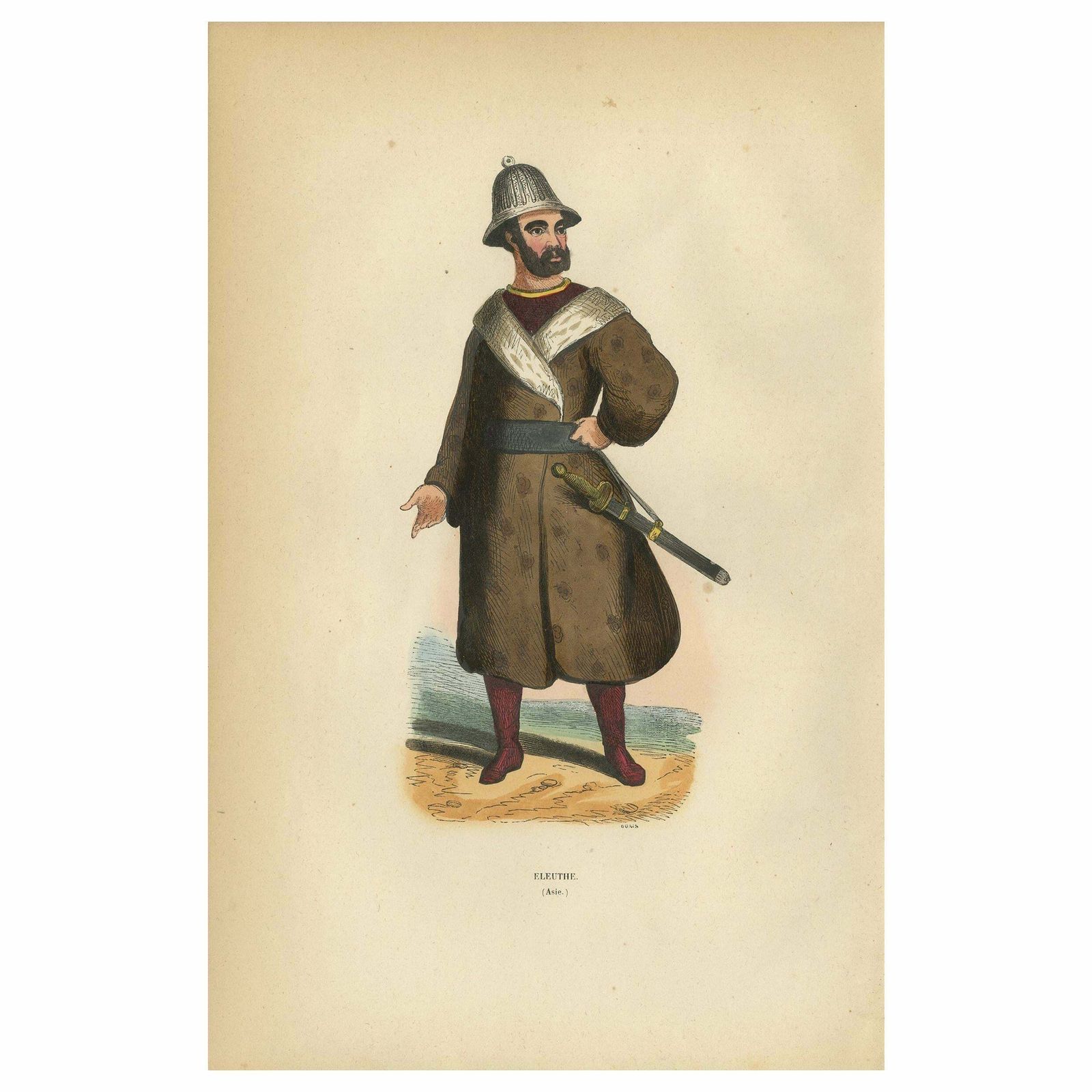Antique Print Of An Eleuth Or Oirat Man, The Westernmost Group Of The Mongols