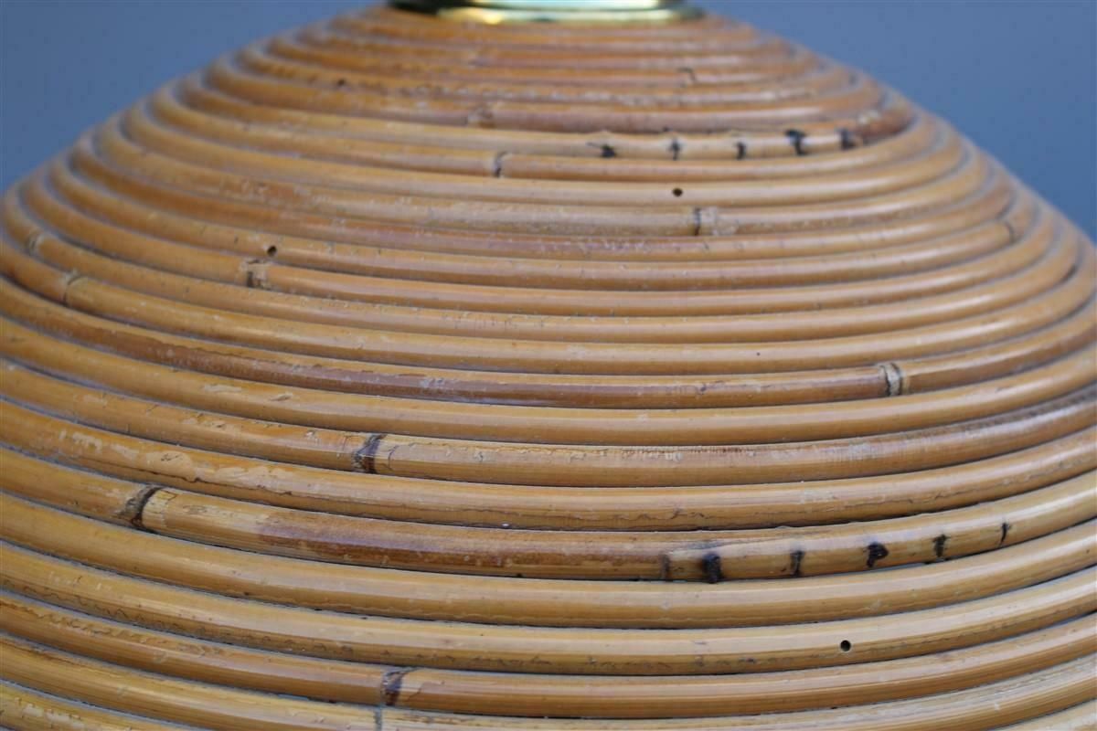 photo for sale Round Bamboo Chandelier Brass Parts 1970s Made In Italy