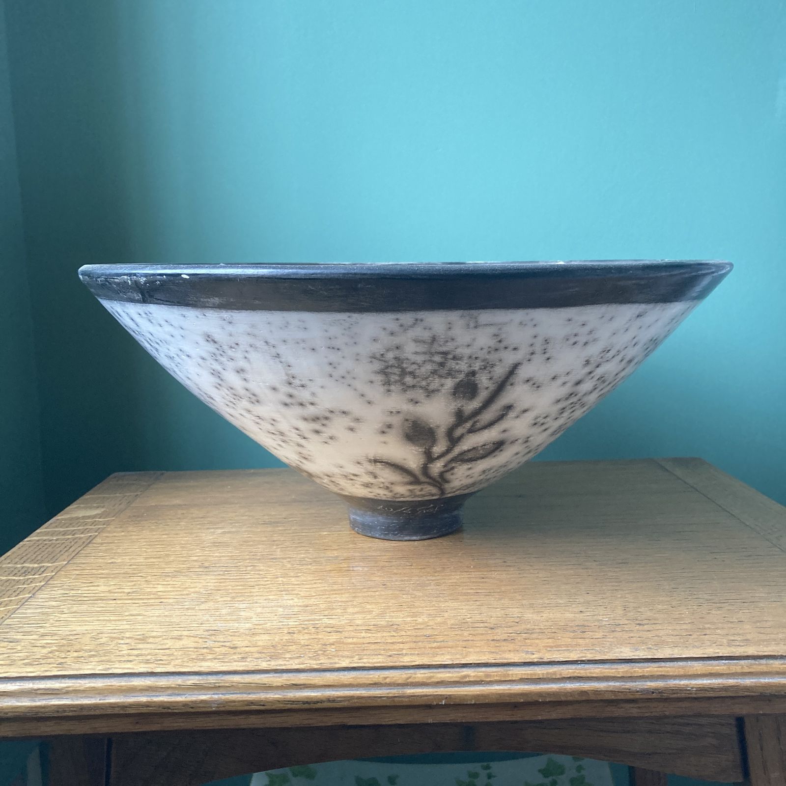 A 38cm Raku Porcelain Bowl From John Evan’s Naked Clay Series