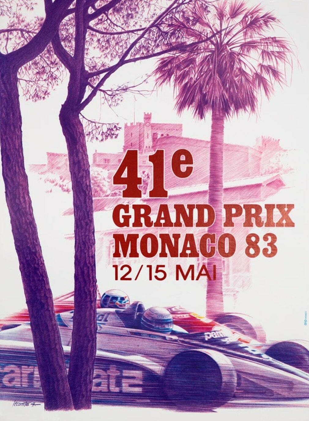 1983 Monaco Grand Prix Original Vintage Poster
