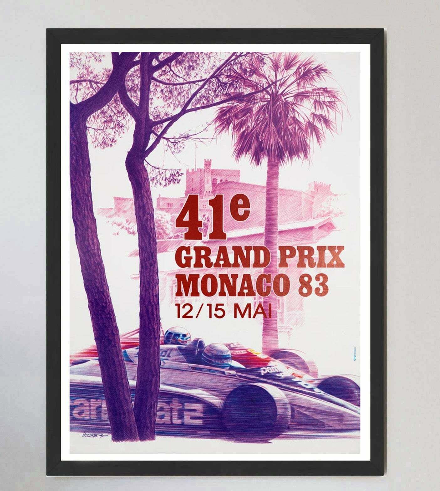 1983 Monaco Grand Prix Original Vintage Poster photo furniture