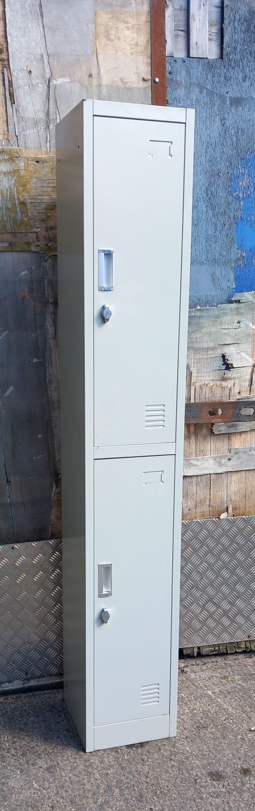 photo furniture Three Industrial Style Two Tier Steel Lockers