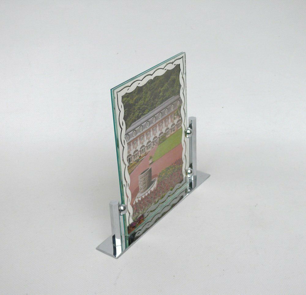 Art Deco Chrome Plated & Metallised Pane Picture Frame, 1920s photo for sale