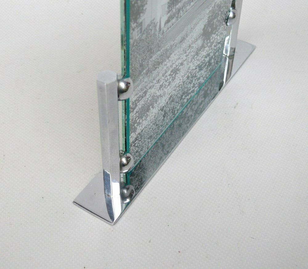 Art Deco Chrome Plated & Metallised Pane Picture Frame, 1920s photo 1362.55