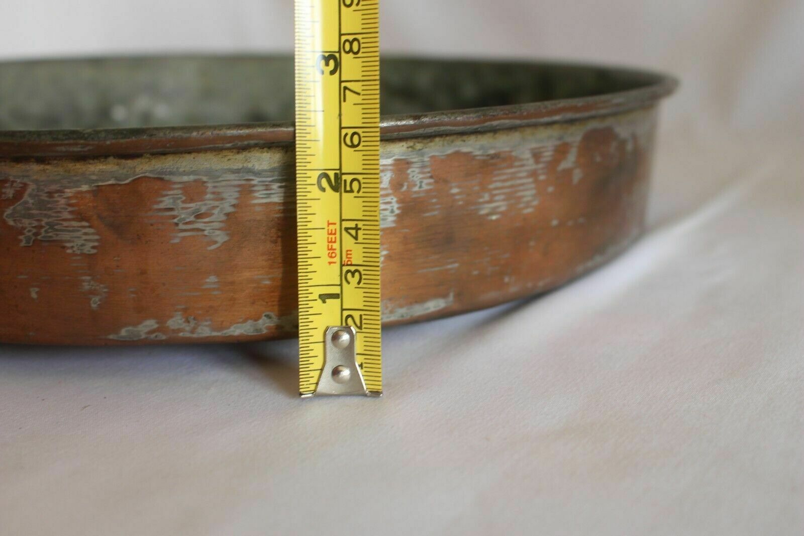 photo furniture Antique French Copper Escargot/Cake/Frying Pan Old Style Tin Lined 35 Cm