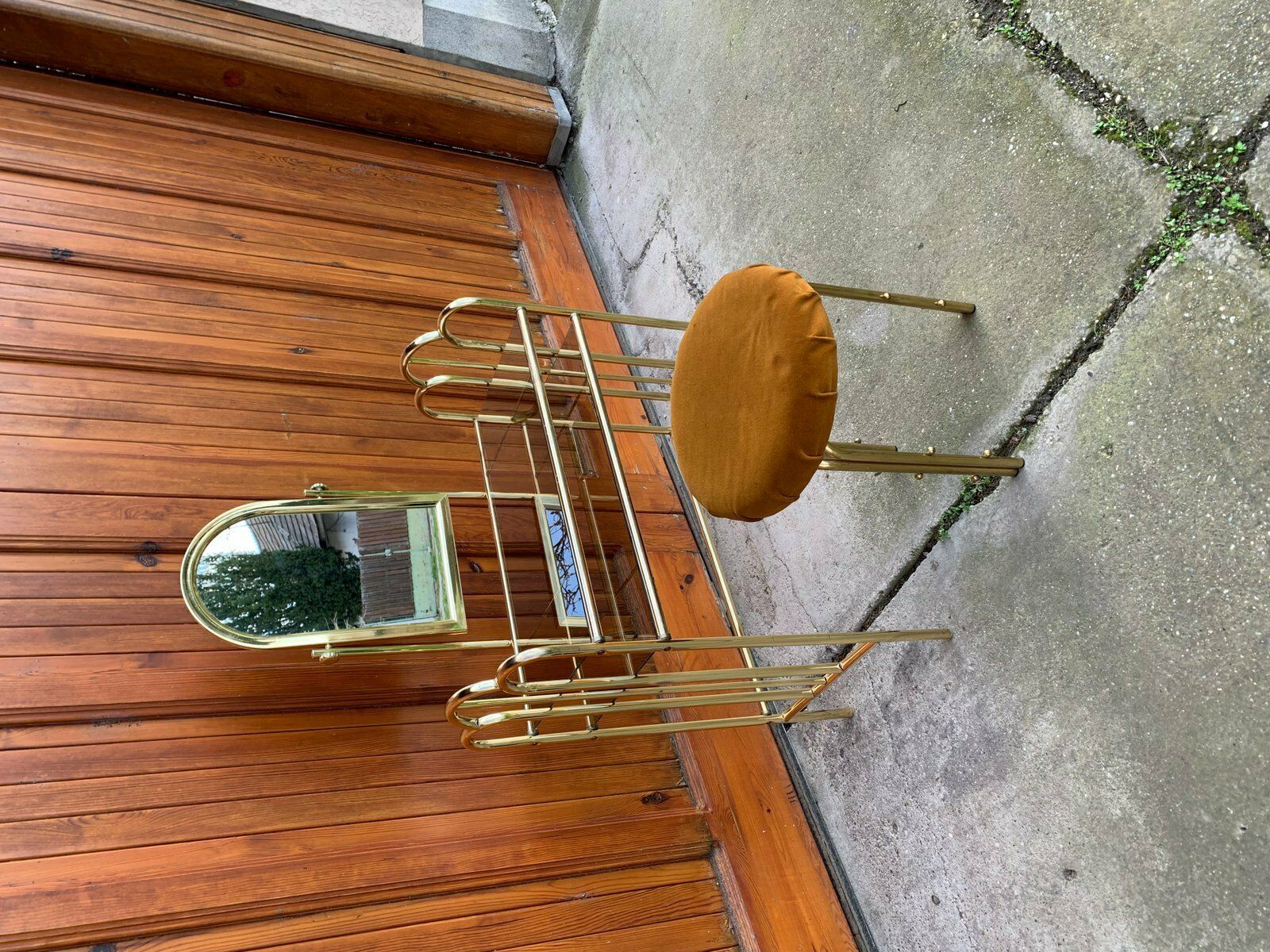 Vintage Dressing Table And Stool In Brass, 1950s, Set Of 2 photo for sale