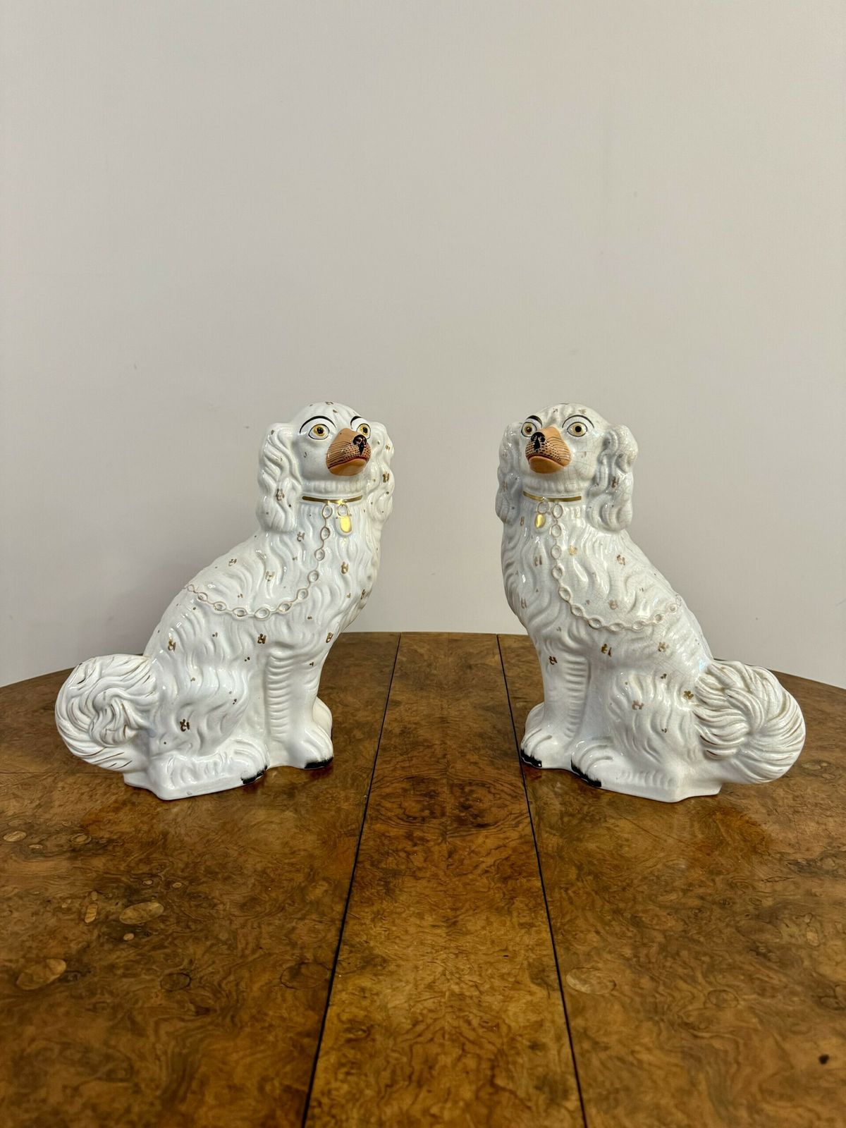 Large Pair Of Victorian Seated Staffordshire Spaniel Dogs photo furniture