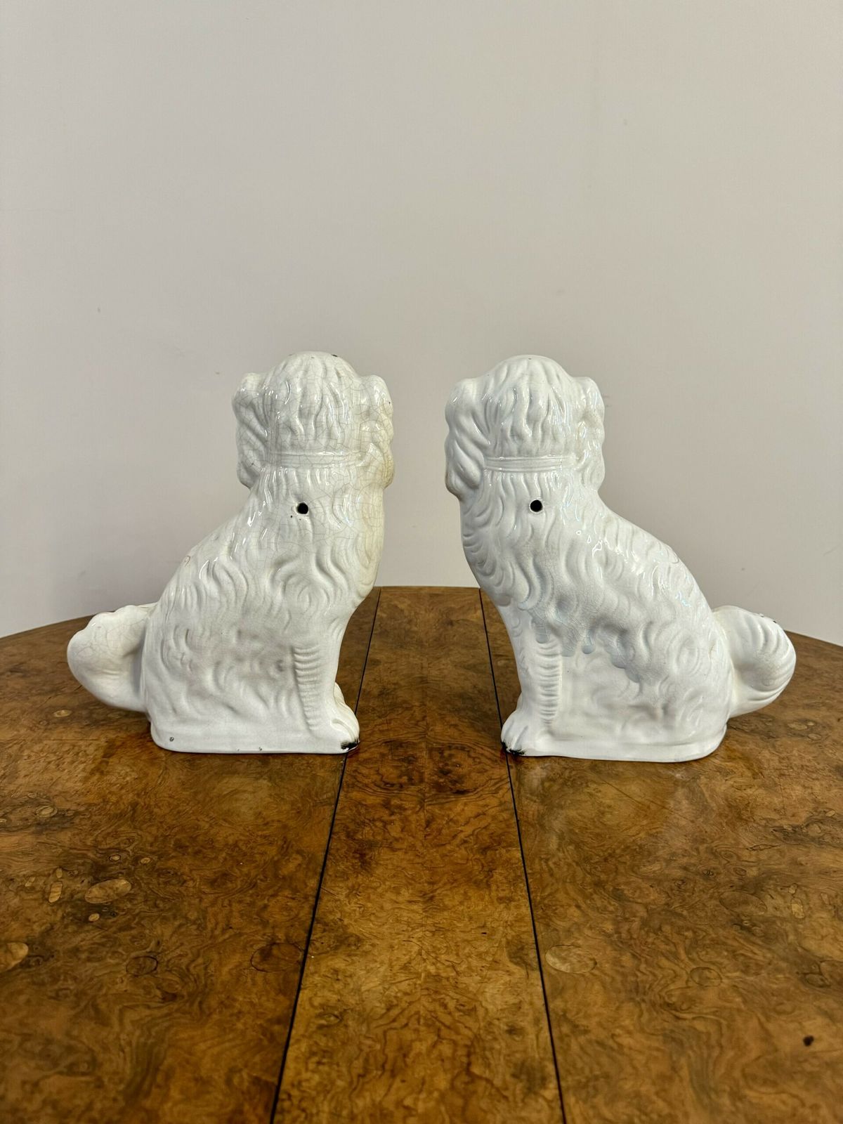 Large Pair Of Victorian Seated Staffordshire Spaniel Dogs photo Home Decor