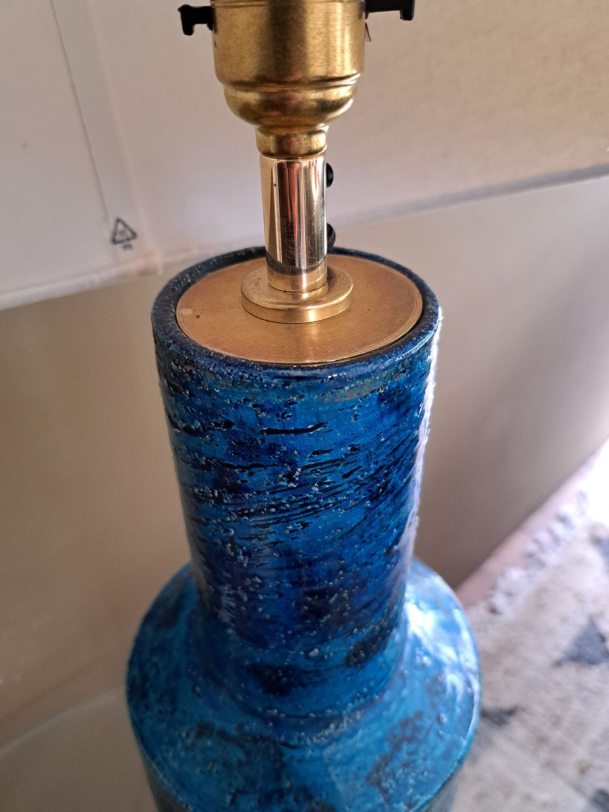 Blue Ceramic Table Lamp By Aldo Londi For Bitossi, 1960s photo vinterior