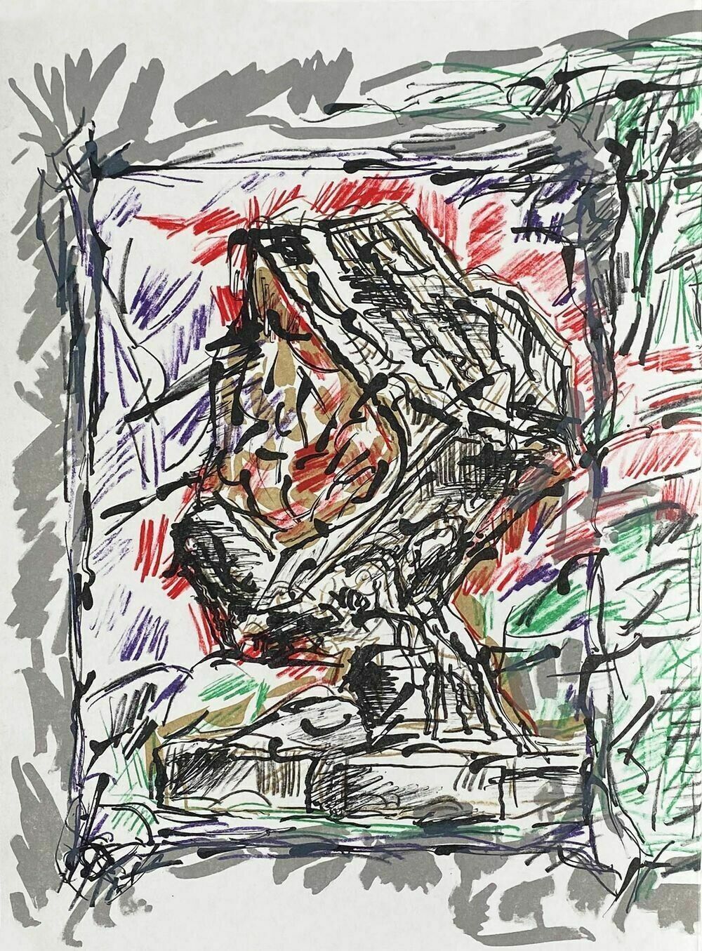 Jean Paul Riopelle   Original Lithograph 1976 Progression Of The Soul 38x84 Cm