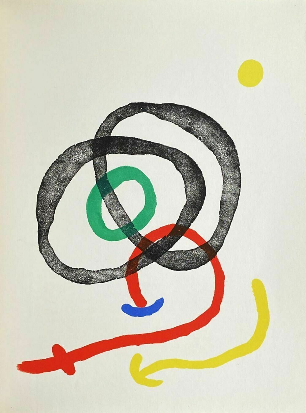 Miro   Lithografia From 1967 Behind The Mirror Woman And Bird 38x28 Cm