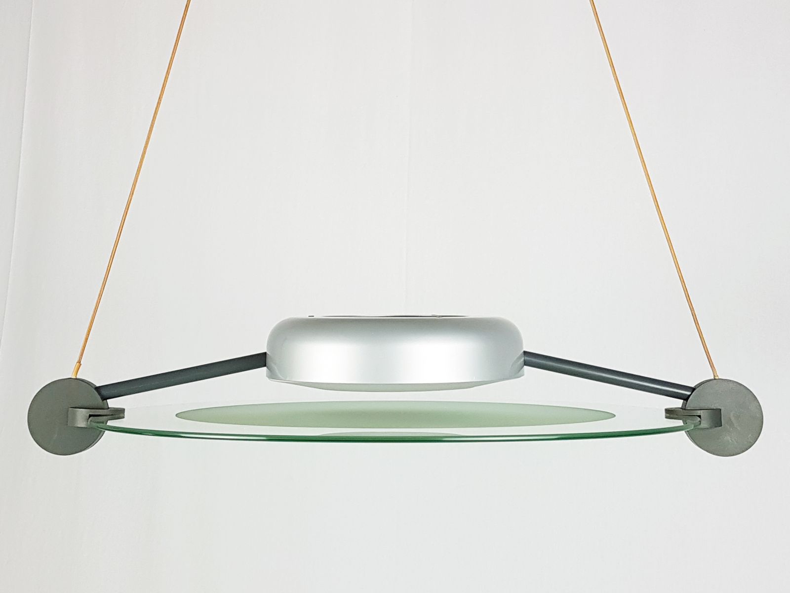 Prodotti Silver Metal & Sandblasted Glass Cyclos Pendant Lamp By Michele De Lucchi For Artemide, 1985 photo for sale