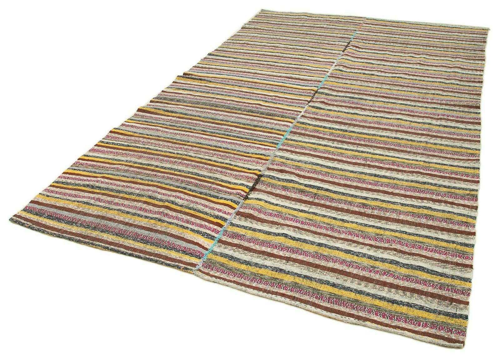 Handmade Vintage Chaput Brown Anatolian Kilim Rug 192 Cm X 305 Cm photo for sale
