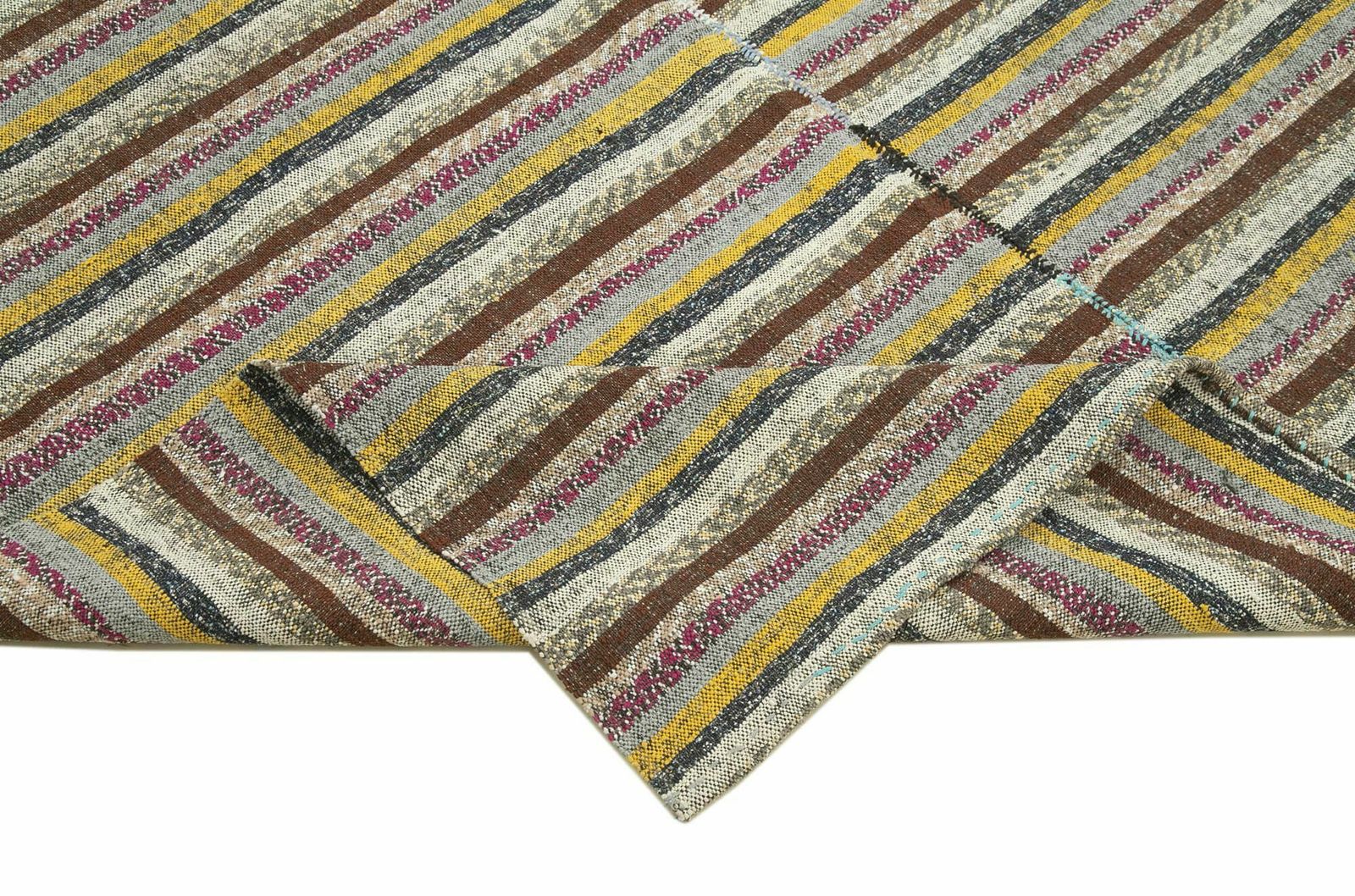 Handmade Vintage Chaput Brown Anatolian Kilim Rug 192 Cm X 305 Cm photo vinterior