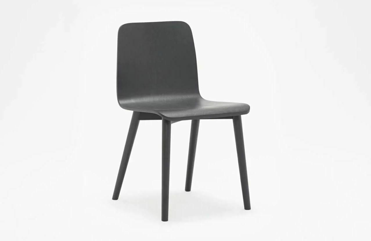 Dining Chairs With Bent Black Oak Seat And Round Solid Wood Legs. Set Of 4or 6 photo furniture