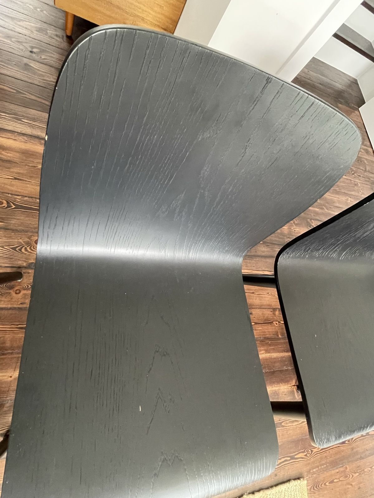 Dining Chairs With Bent Black Oak Seat And Round Solid Wood Legs. Set Of 4or 6 photo buy