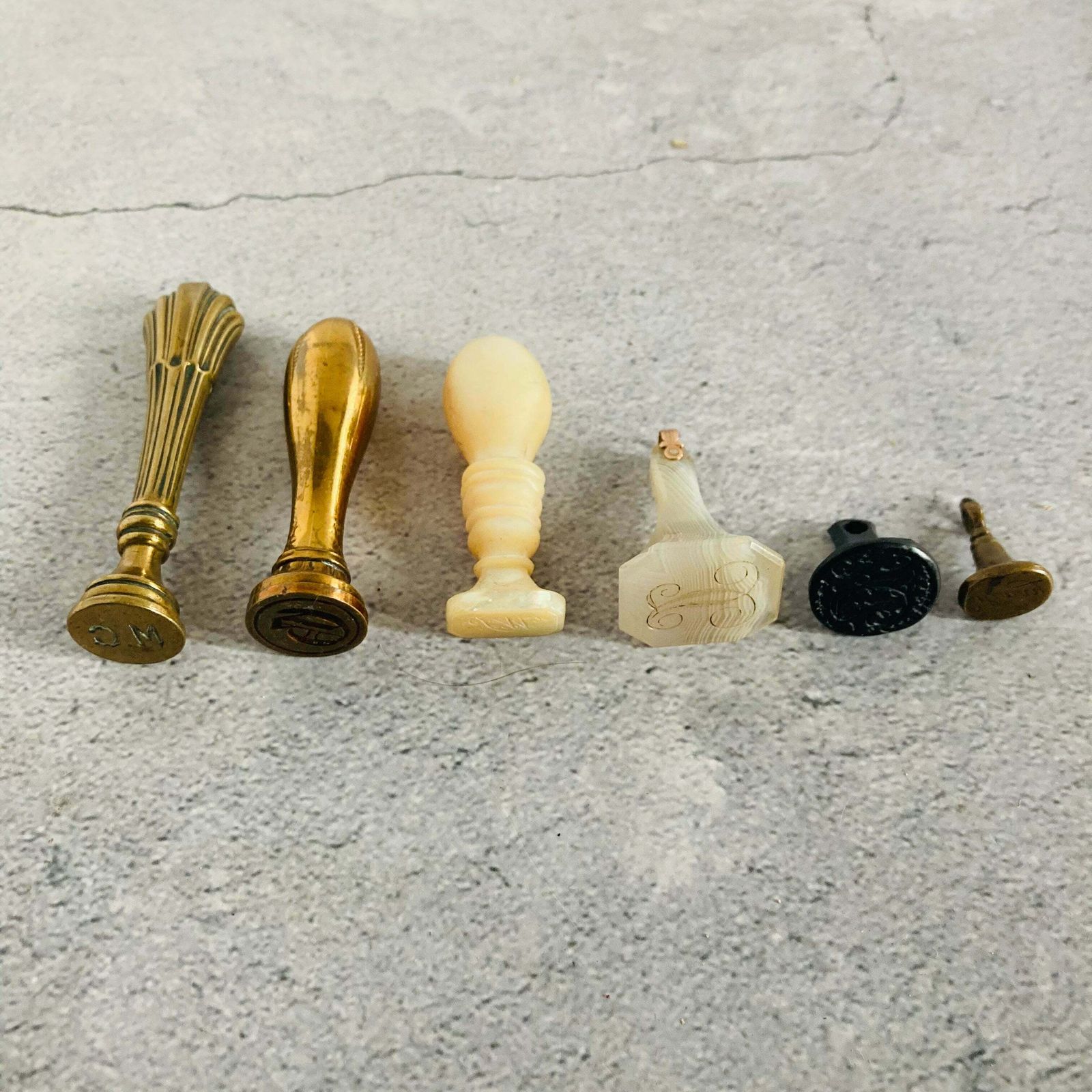 Georgian Mother Of Pearl Wax Seal Stamp photo vinterior