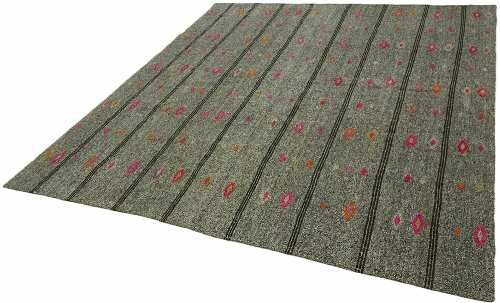 Handmade Oriental Grey Anatolian Kilim Rug 228 Cm X 263 Cm photo for sale
