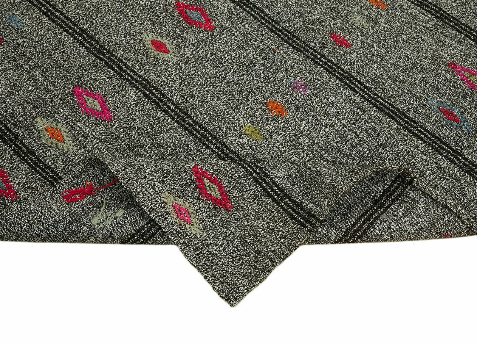 Handmade Oriental Grey Anatolian Kilim Rug 228 Cm X 263 Cm photo vinterior