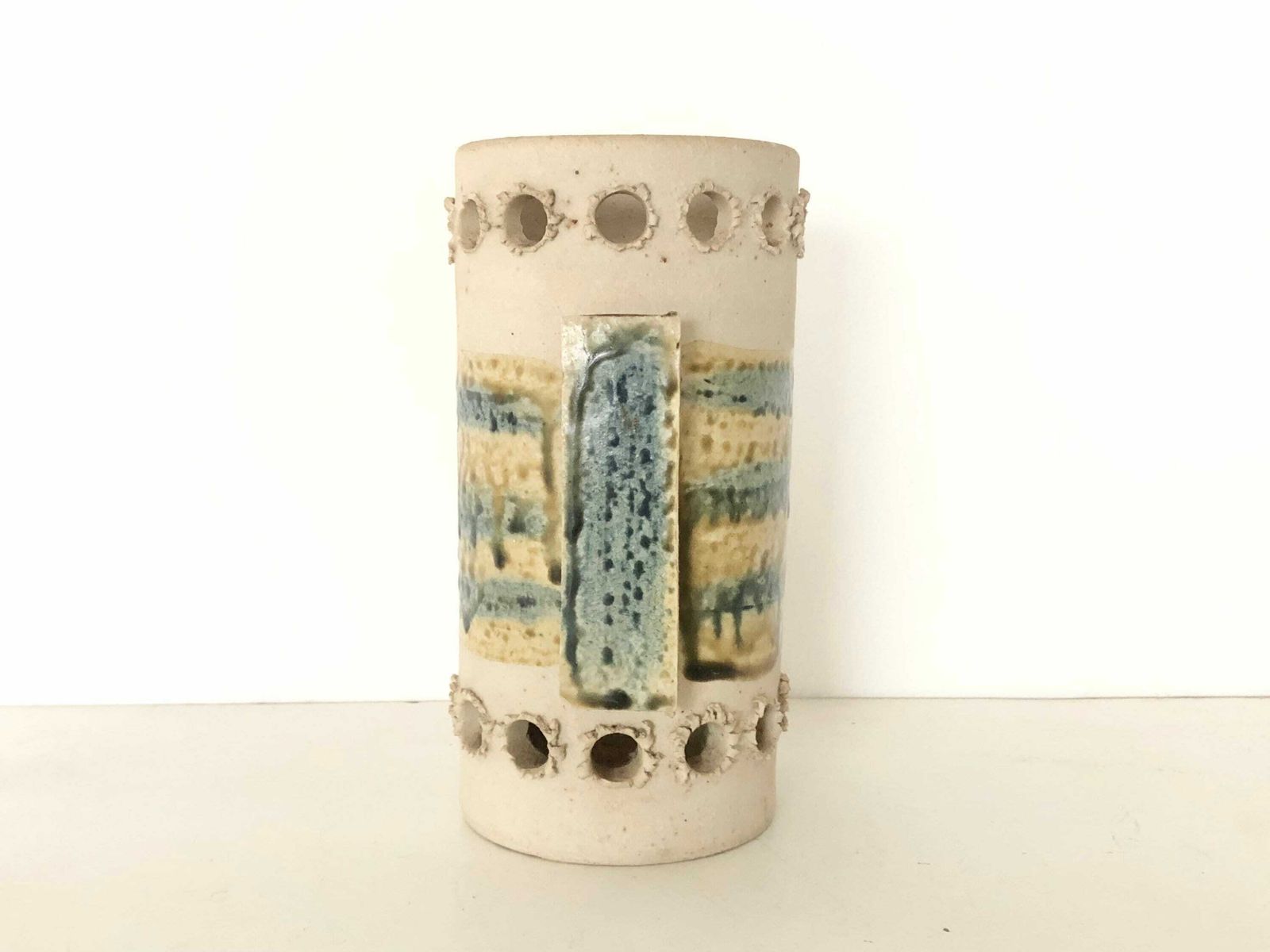 Danish Mid Century Per Engstrøm Original Fine Art Ceramic Pottery Sculpture With Abstract Decoration
