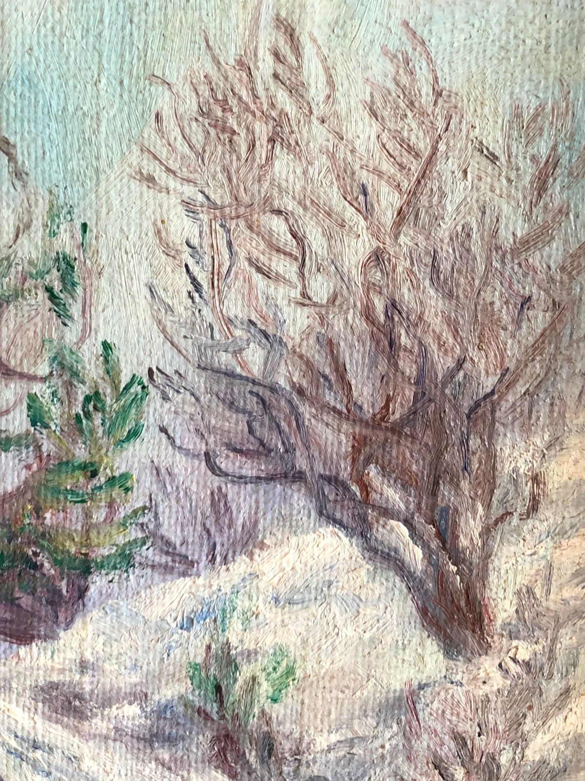 Original Danish Oil Painting From 1955 By Richard Wiggers With Motive Of A Path Through A Winter Landscape photo 229.0