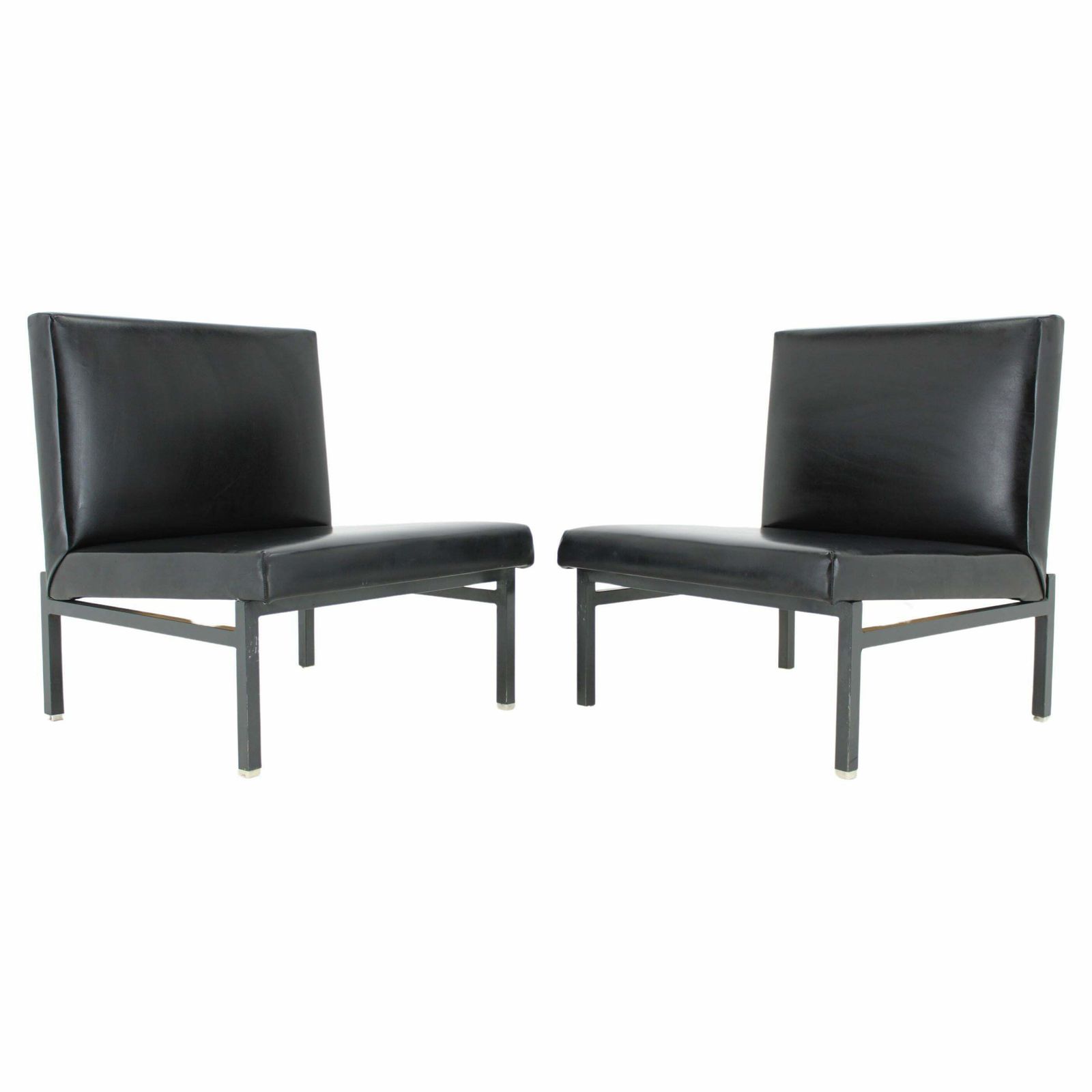 1970s Pair Of Leatherette Lounge Chairs Czechoslovakia