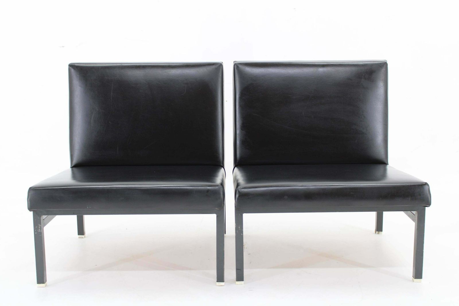 1970s Pair Of Leatherette Lounge Chairs Czechoslovakia photo Furniture