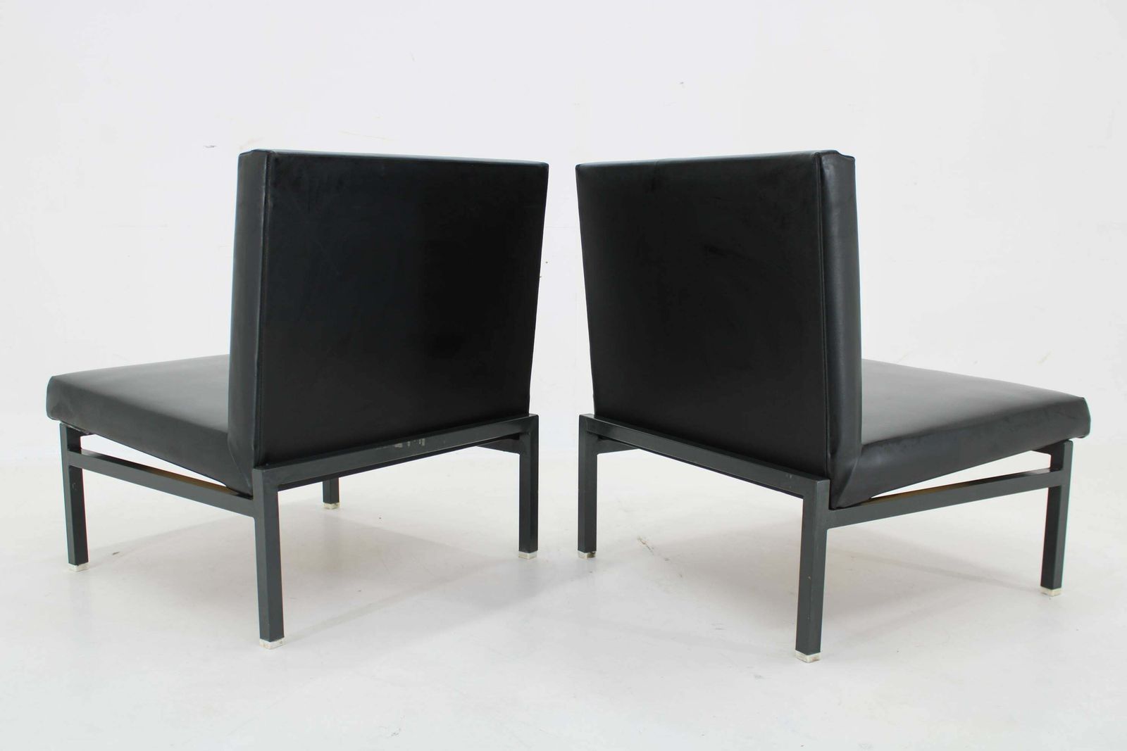 1970s Pair Of Leatherette Lounge Chairs Czechoslovakia photo buy