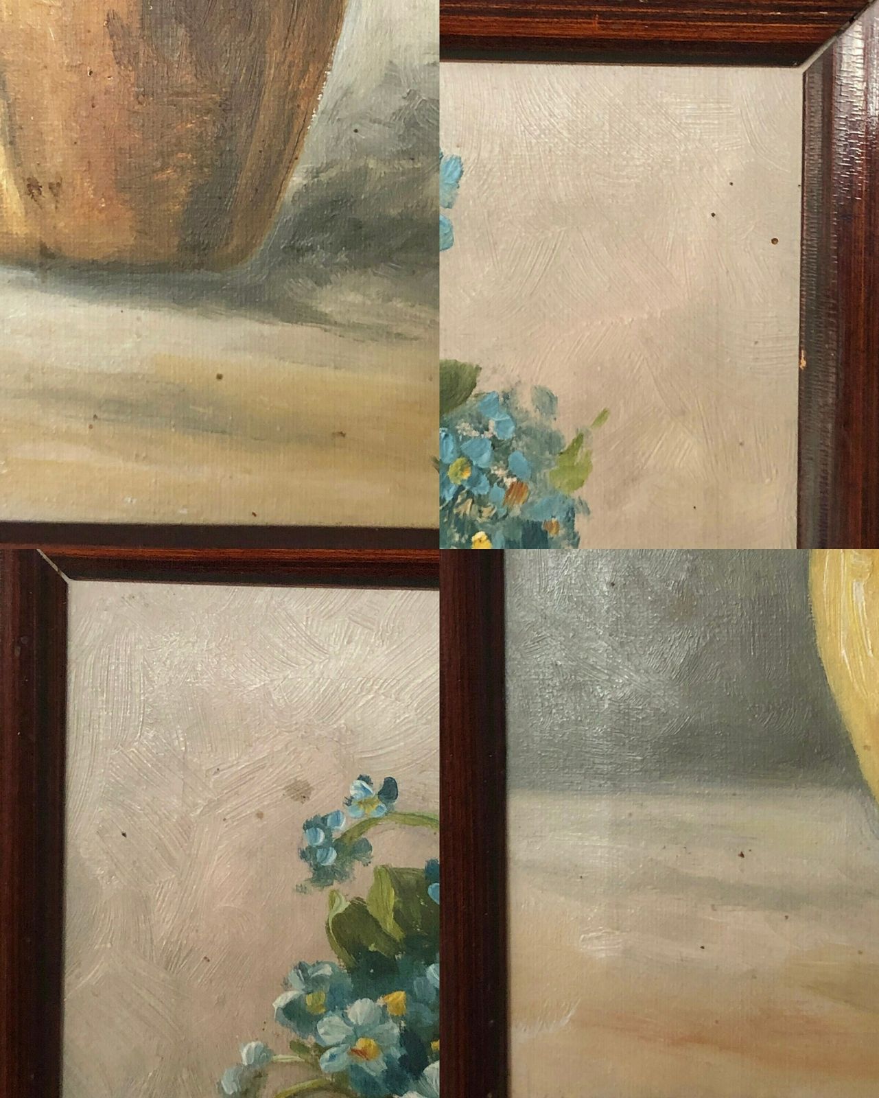 Original Danish Mid Century Oil Painting Signed Rn With Motive Of Vase With Beautiful Blue Flowers photo buy
